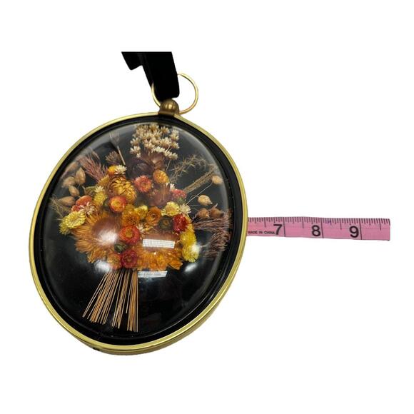 Vintage Cideart Oval Bubble Glass Framed Dried Flowers - Picture 8 of 14